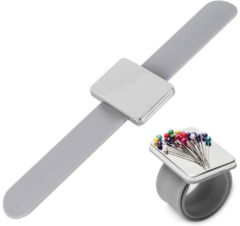 SULIVES Silikon-Magnetarmband, quadratisches Nadelkissen & magnetischer Stifthalter, tragbares magnetisches Nadelkissen-Armband für Heimwerker, Nähen, Friseur – starkes magnetisches