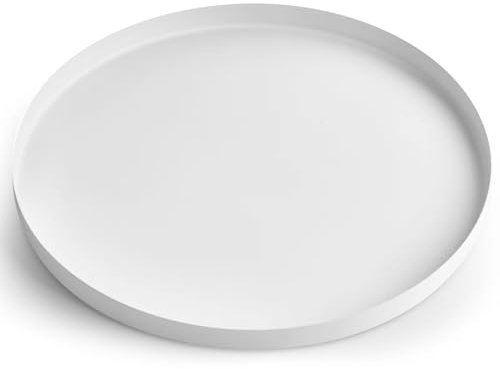 Yvttve Vassoio Decorativo Rotondo Bianco, Vassoio da Portata di Metallo, Vassoio organizzatore per Gioielli, Trucco, Articoli da Toeletta, Stoviglie da Cucina (bianco, Ø 30 cm)