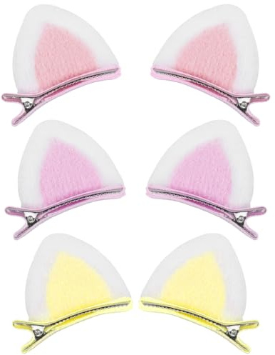Clips pour Bébés Filles 3 Paires de Pinces à Cheveux Chat Mignon avec Paillettes et Brillants en Forme d'Oreille