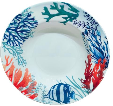 Piatto fondo in porcellana con disegno di pesce in scatola regalo - ideale per regali originali e decorazioni da tavola