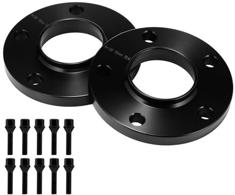 GEARMONSTER Spurverbreiterung, 2x15mm Distanzscheiben Set, LK: 5x120mm NLB:72.6, 30mm Spurverbreiterungen mit 10 Stück Radschrauben M12x1.5x45mm für BMW