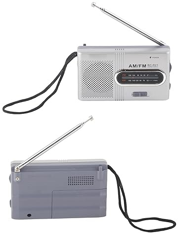 Am/FM bärbar radio, mini stereo radio med högtalare, teleskopisk antenn, lätt och kompakt, idealisk för resor och daglig användning, hörlursuttag