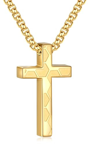 Aretas Football Gifts for Boys Gold Stainless Steel Football Cross Necklace Pendant Chain 18 Inches Football Soccer Stuff Jewellery Birthday Christmas Gifts Idea for Teenage Boys 9-12 Age 7