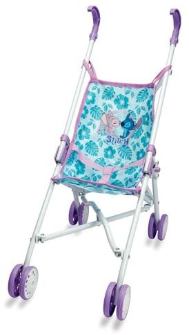 Smoby Poussette Parapluie Stitch Pliable pour poupées de bébé jusqu'à 42 cm, légère et Pratique, avec Structure métallique résistante et Tissu Lavable (7600250115)
