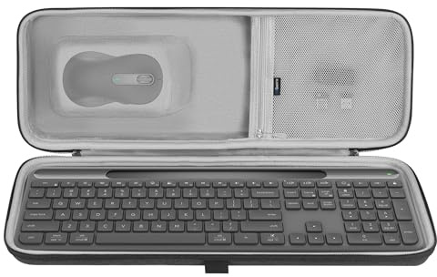 GEEKRIA Sac de transport pour clavier, compatible avec clavier Logitech Signature Slim Solar+ K980, CLVX 1 sans fil, coque rigide en EVA (gris foncé)
