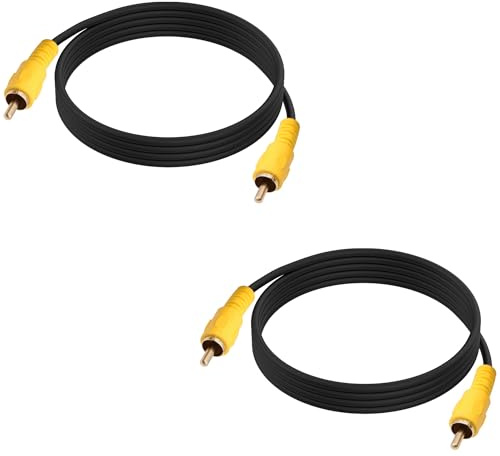 YARCHONN RCA koaxial ljudkabel RCA digital AV subwoofer kabel för ljud video projektor TV hemmabio DVD/CD-spelare HDTV 1,5 m – 2 stycken (kontakt till kontakt)