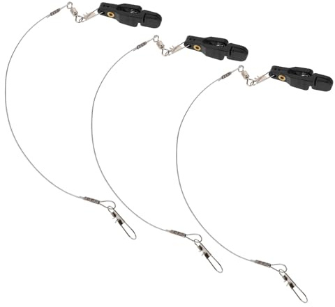FOMIYES Lot de 3 Clips de Déclenchement pour Pêche en Mer Agrafes Rapides en Acier Inoxydable avec Câble Acier Noir Fixation Sécurisée pour Ligne de Pêche Matériel Résistant à L’Eau Salée