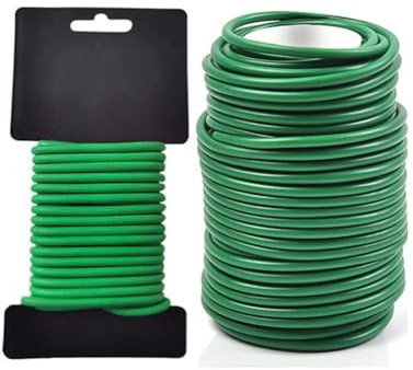 Helilyco Filo per legare piante da giardino, nucleo in ferro rivestito in PVC, 28 mm x 10 m, 35 mm x 20 m, confezione da 2, verde, per fissare alberi, arbusti, steli
