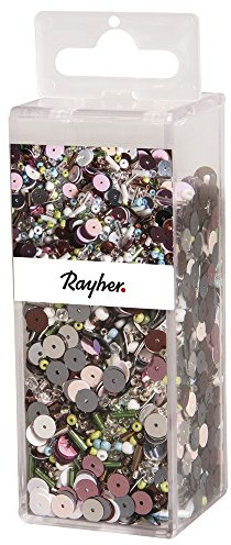 Rayher Misto Paillette+Perline di Vetro con Fil, tonalità Pastello, Misto 90G, Fil di Ferro 50M Ø 0,3Mm, Bo, 14789000