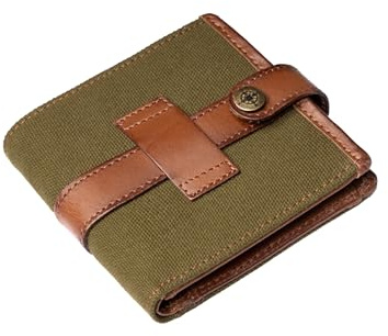 DRAKENSBERG Canvas Geldbörse Herren 'Earl' - Stoff Brieftasche mit Leder, 3fach-gefaltet, Vintage, nachhaltig, ausgefallen - Oliv-Grün, DR00170