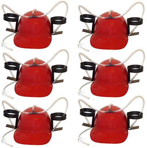 6 x Trinkerhelm rot Scherzartikel Partygag Helm für Dosen und Flaschen Saufhelm
