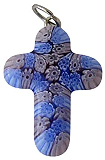 Korshänge Murano-glas ca 3 x 2 cm blå
