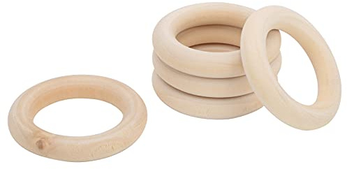 Shanrya Anneaux en bois lavables, réutilisables, sûrs, non toxiques, en bois, pour bébé, fabrication soignée, durable, sans danger pour les dents des enfants (40 mm)