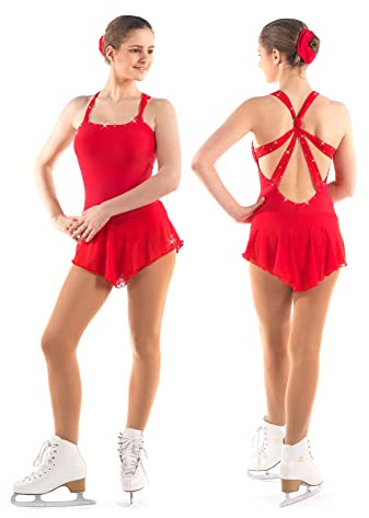SKATE GURU SAGESTER # 151 / Italy Hand-Made/Figure Ice Skating Dress/SW/Sz: M, Red
