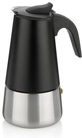 kela Cafetière espresso à induction, machine à espresso pour 6 tasses, cafetière moka 300ml, FERRARA, cafetière en acier inoxydable noir mat