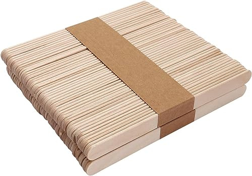Lot de 100 bâtons applicateurs de cire jetables en bois pour le corps, le spa, l'épilation des sourcils, spatule, sucettes glacées en bois, bâtons de friandises, bâtons de glace 10,2 cm.