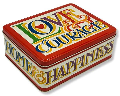 Geschenkdose Design Emma Bridgewater - Liebevoll gestaltete rechteckige Vorratsdose - Motiv Home & Happiness - Blechdose, Keksdose, Dose - Maße: (L x B x H): 19,5 x 15,4 x 7,5cm
