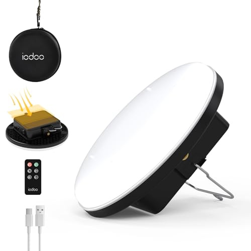 Lampe Camping Solaire Rechargeable 60W, Lanterne Batterie 16500 mAh, Lumière Extérieure Portable 3000 lm, 3 Couleurs 2700-6500 K, Pour Camping, Randonnée et VR (Avec télécommande)