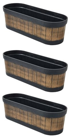 3 PAGEN® Blumenkasten in Holzoptik – langlebig und robust – ideal für Balkon & Fensterbank – Leichter Pflanzkasten aus UV-beständigem Material – Entwässerungslöcher vorgesehen – 3er-Set Holzoptik