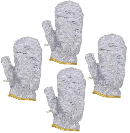 Holibanna 4 Stück Anti-scenen-dickelhandschuhe Handschuhe Geschirrspülen Wiederverwendbare Handschuhe Zum Geschirrspülen Wiederverwendbare Küchenhandschuhe Silver Tuch Aus Aluminiumfolie