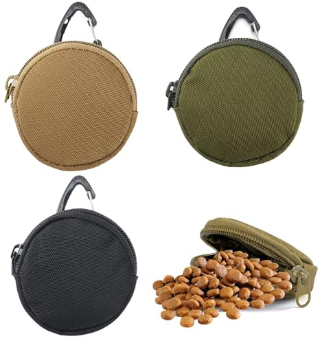 LUMOOM Lot de 3 sacs à friandises pour chien avec mousqueton, petit sac à nourriture pour chien avec fermeture éclair, sac à friandises pour écouteurs, rangement