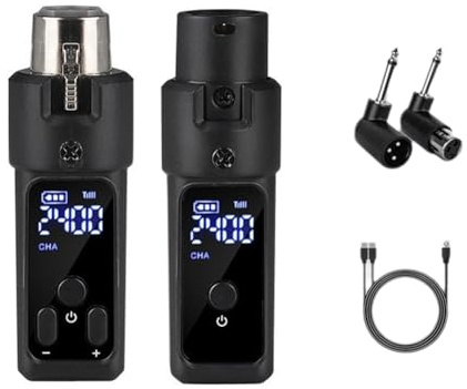 CAIONPLE UHF Trådlös Mikrofonkonverterare XLR Uppladdningsbar Sändar- och Mottagaremikrofon för 0V Dynamiska Mikrofoner