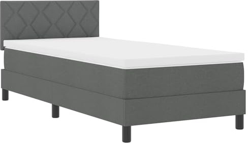 vidaXL Letto a molle con testiera Grigio scuro 90 x 200 cm Tessuto