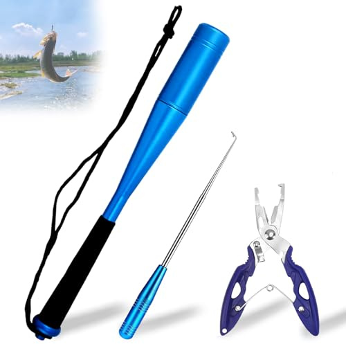 Tue Poissons Pince à Pêche, 3 Ensembles de Tue Poisson de Pêche, Tueur de Poissons en Aluminium de 24,8 cm, Étourdisseur de Poisson avec Pince de Pêche et Extracteur D'hameçon, pour Pêche en Plein Air