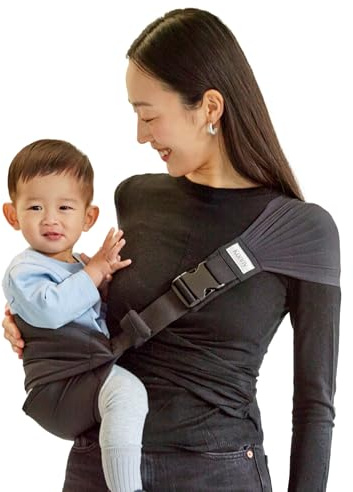 Konny Baby Carrier Hip Seat, Dual Support IHDI Certified with Two Safety Pads, Adjustable Wraps Sling Wearable One Size Fits All, Baby Essentials for 6 to 48 Months up to 44 lbs- Black