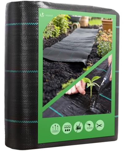 VOUNOT® Malla Antihierbas, Tela Geotextil para Control de Maleza, 1 m x 25 m, 100 g/m², Resistente a la Rotura y Estabilizada contra UV
