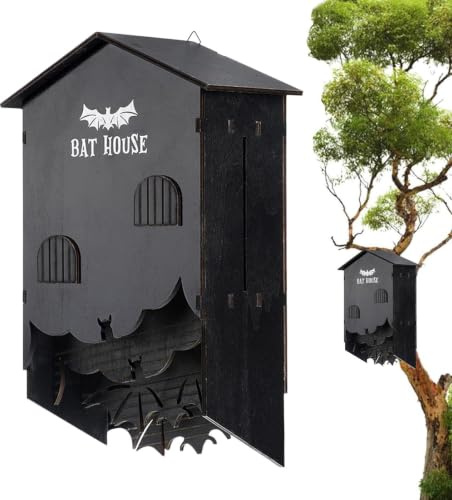 Bat Box tre kammare skydd väggmontering dekoration | Väggträ slagträ bo för utomhus bakgårdar trädgårdsträd