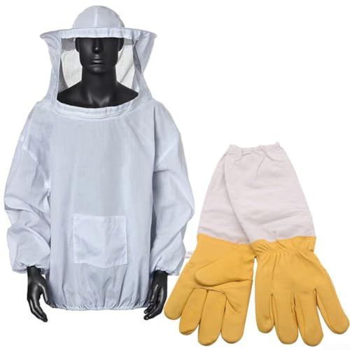 Professional for Beekeeper Suit White with Gloves Full Body Professional