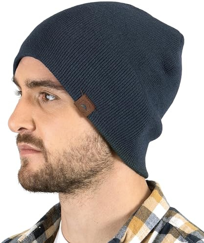 Tough Headwear Knit Beanie Winter Hats for Men and Women - Toboggan Cap for Cold Weather - Stylish Ski, Skate & Snow Caps Dark Gray