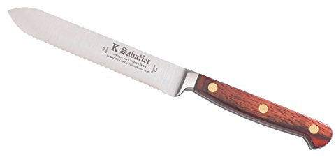 K SABATIER - Couteau Tomate 13 Cm Gamme Auvergne - Acier Inoxydable - Manche Bois - 100% Forge - Entièrement Fabrique en France