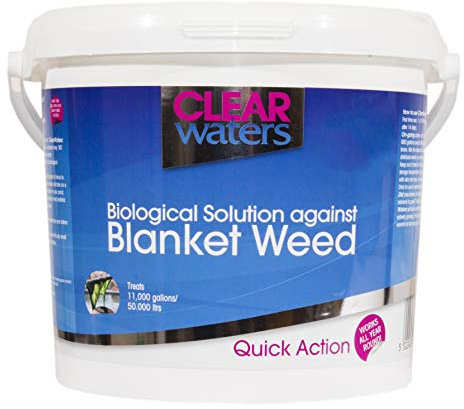 CLEAR waters Blanket Weed Treatment for Ponds – 5L Bucket to Treat 50,000 L/Maintain 400,000 L – Quick Action Pond Weed Treament for Blanket Weed – Pond Cleaner Safe for Fish and Wildlife