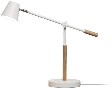 Unilux LED Schreibtischlampe Vicky, skandinavisch, dimmbar, weiß mit Holz