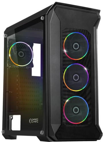 EMPIRE GAMING – Darkwitcher - PC Gehäuse Gamer - ARGB Mittelgroßer Gehäuseturm ATX – Fassade aus Metallgewebe und Seitentür aus Sicherheitsglas – 4 Ventilatoren 5 Volts PWM LED RGB Adressierbar 120 mm