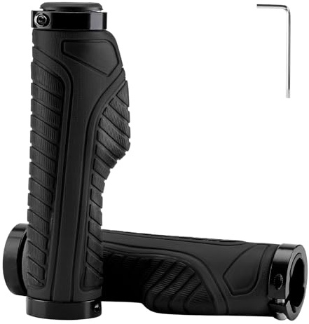 ROCKBROS Mountain Bike Grips Handlebar Bicycle Handlebar Grips Bike Handle Grips Double Aluminum Clamp Lock On Grips for MTB BMX Mountain Bike Handle Bar Ends Black Grey Red Green