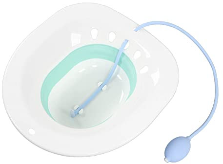 Baño de Asiento, Baño de Asiento para Asiento de Inodoro, Baño de Asiento para Hemorroides, Lavabo de Cuidado Posparto para Hemorroides Plegable a Prueba de Derrames, con Enjuague, Baño de(#2)