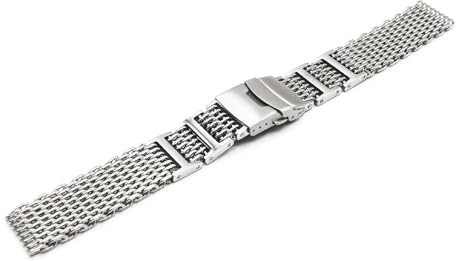 Generico Bracciale Shark Mesh Acciaio full Inox ONE MORE STRAP da 20mm 22mm 24mm compatibile con Promaster Aqualand orologi Sub Diver SKX 007 009 turtle cinturino maglie a vite (22mm)
