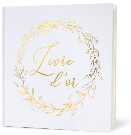 BOFUNX Libro de Visitas de Boda Libro de Firmas para los Invitados Álbum de Recuerdos Tamaño 21x21cm para Decoración de Boda