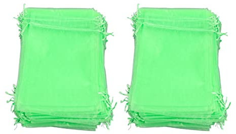 100PCS Fruit Netting Bag, Reusable Green Netting Cover Bags Drawstring Mesh Fruit Protectors Garden Mesh Barrier Bag for Plant Flower Fruit Trees Green (20 * 30cm)