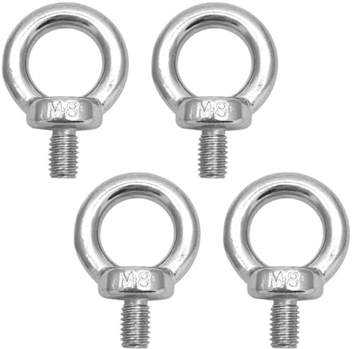 NJCXOLA 4 Pcs Ecrous à œil de Taille M8 Tige Filetée M8*15mm Écrou à Anneau de Levage Boulon à œil Anneaux en Inox D'écrous à Anneau Femelle Boulon à Oeil pour Raccord de Corde Accessoires de Levage
