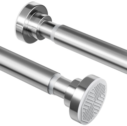 Duschvorhangstange ohne Bohren aus Edelstahl, Ausziehbare Teleskopstange, Rostfrei & Rutschfest Duschstange, Spannstange Verstellbar von 70 bis 195cm, Ideal für Badezimmer, Fenster, Kleiderschrank