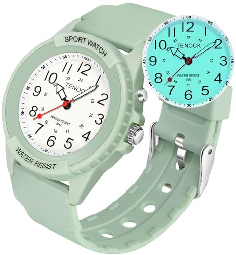 TENOCK Analog Watches for Women Nurses 50M Waterproof, Night Light & 12/24H