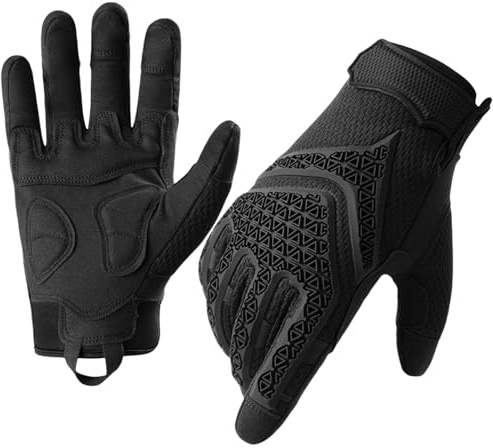 Artanchao Motorrad Handschuhe Herren | Atmungsaktive Sommer-Handschuhe mit 3-Finger Touchscreen | Stoßdämpfend für Motorrad, Offroad, Enduro, Mountainbike & Roller | Erwachsene | Schwarz (Schwarz, M)