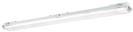 EGLO Fuktbeständig lampa Eco Tube-E, belysning källare garage, rörlampa | taklampa fuktbeständig list, badkarslampa 128,5 cm, grå plast, 2 G13 socklar, IP65