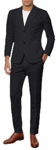Generisch Conjunto de traje de lino para hombre de 2 piezas, elegante blazer de negocios y pantalón de traje, trajes clásicos de verano para hombres, traje de playa, traje de graduación, traje de