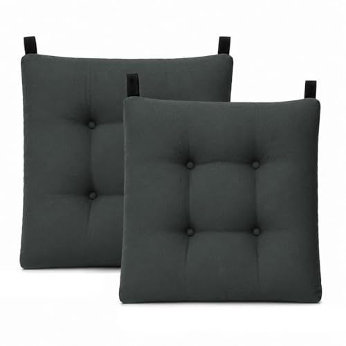 MERCURY TEXTIL-Pack de 2 Cojines para Silla 40x40x8cm (Pack 2, Gris Oscuro)