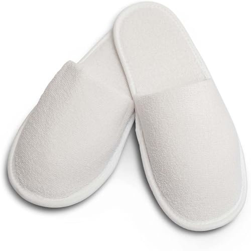 Lot de 20 Paires de Chaussons fermés Pantoufle éponge jetables Blancs pour Thalasso, hôtel, Spa, Piscine...
